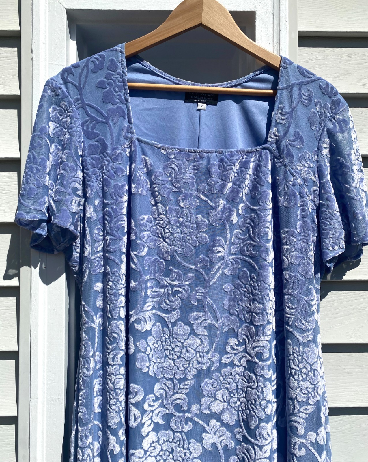 Onyx Nite Wendye Chaitin Purple Blue Velvet Dress Long Nightgown Size 18 Large