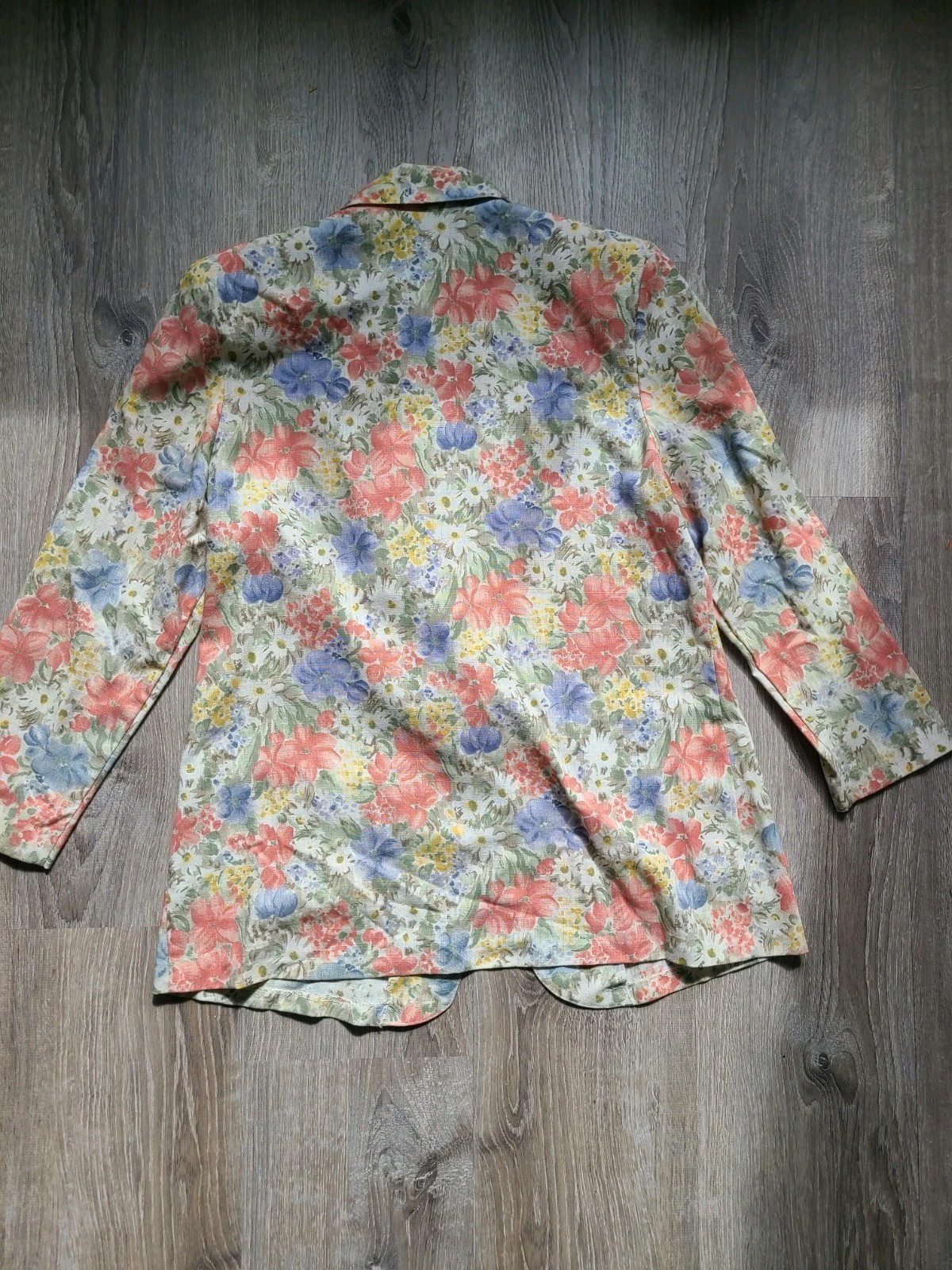 VTG Cristin Stevens Women L Blazer Office Cottagecore Spring Floral Flax Blend