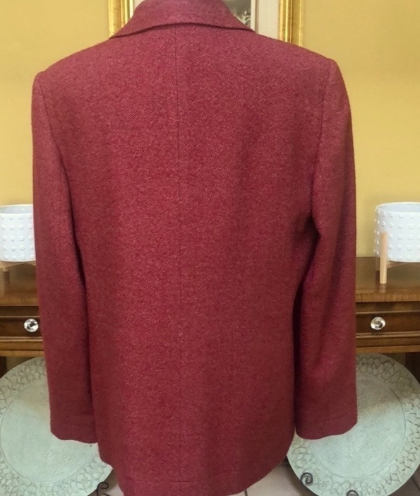 Vtg Talbots Women’s Wool Silk Blend Red Orange Tweed Blazer Size 14 Made In USA