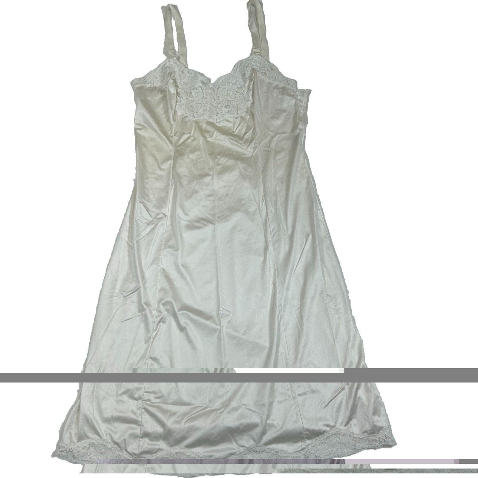 Vintage Wonder Maid Non Cling Size 34 Ivory Full Slip Lace Coquette Adjustable