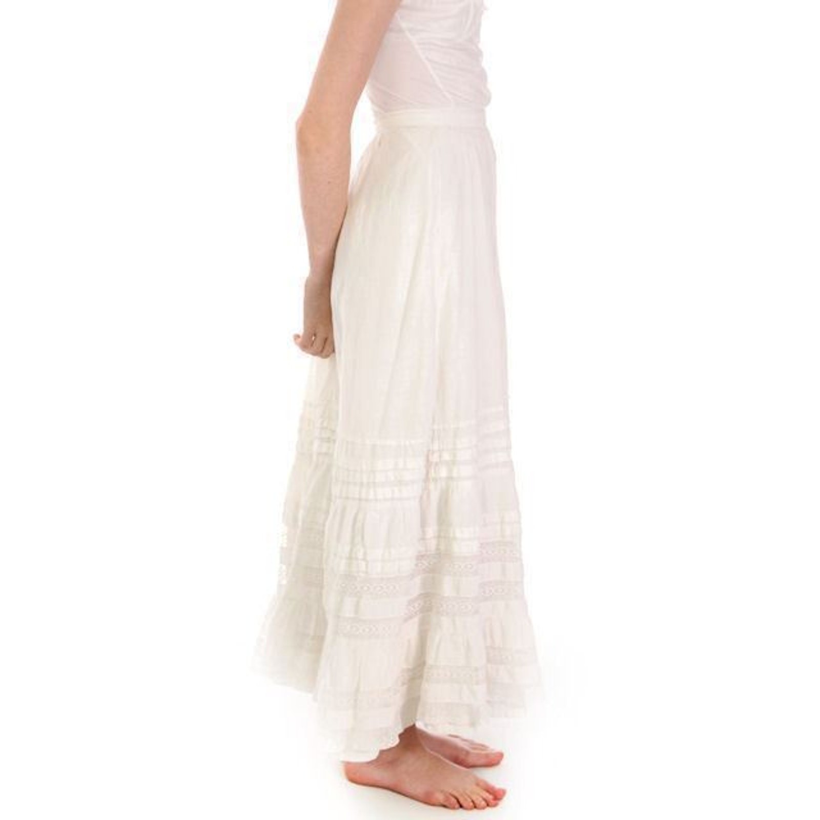 VTG Victorian Cotton Petticoat White Lace Bustle Edwardian Prairie Skirt