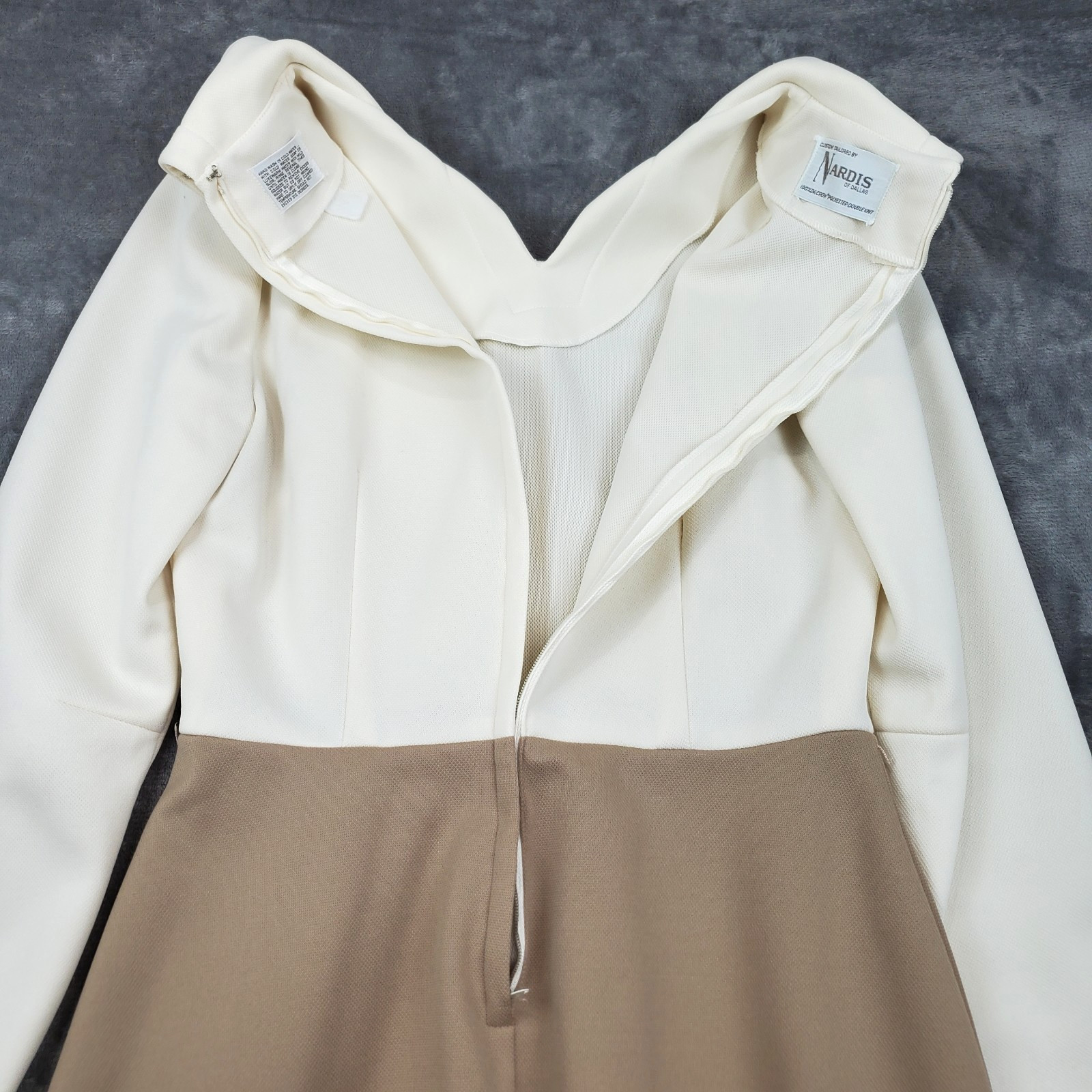 Vintage Dress 60s 70s Nardis of Dallas Double Knit Custom Cream Ivory Size 8/10?