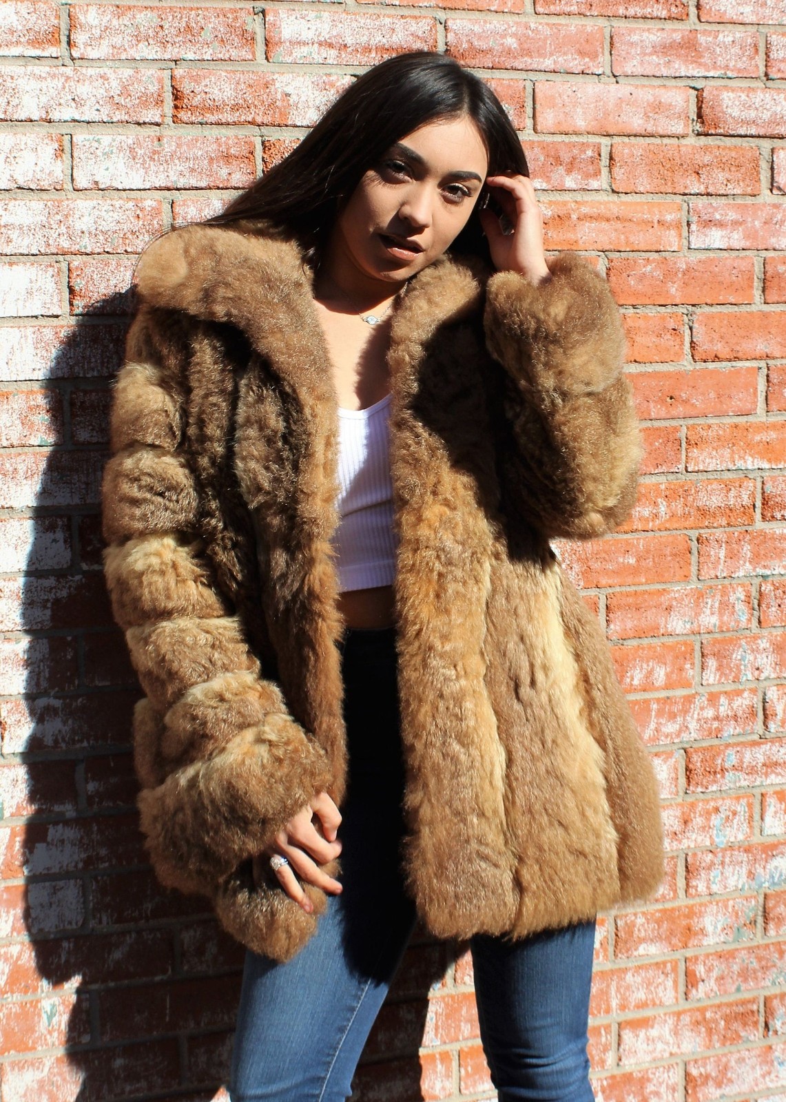 Vintage 1960s Fuzzy Fur Coat Shades Of Brown Small Women Joe Brand