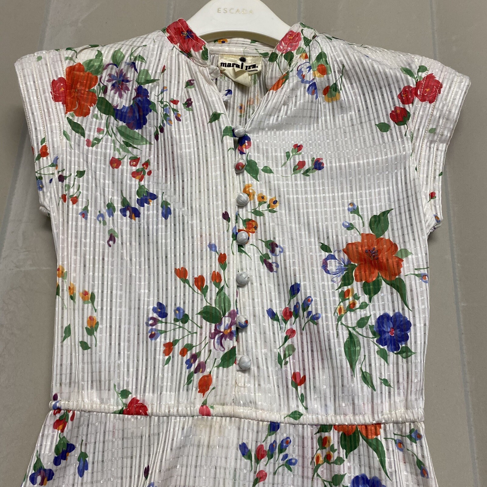 Vintage Mara Jrs of California Dress Size 5 Floral Midi Mandarin Collar 1970s