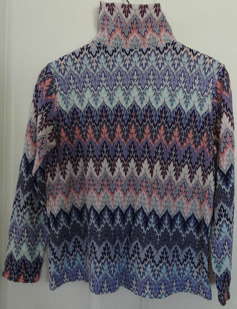 Purple Pink Blue White Acrylic Knit Vintage 1960’s Tunic Neck Long Sleeved Shirt