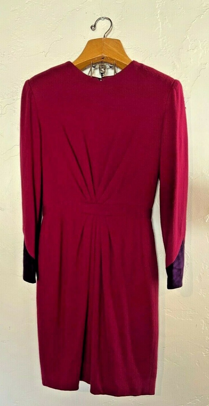Vintage Couture Stanley Platos Martin Ross Wool/Cashmere 1980s Dress Red/Purple