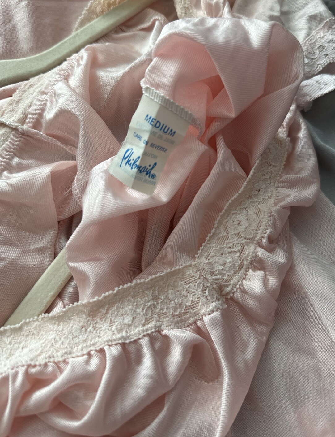 Vintage 1970s Philmaid Pink Short Sleeve Full Length Nightgown 53” Long
