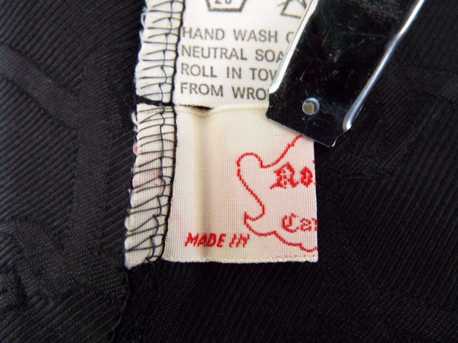 Vintage Roberta di Camerino Black Silk Blouse Shirt XS 6 Belt Logo Gold Buttons