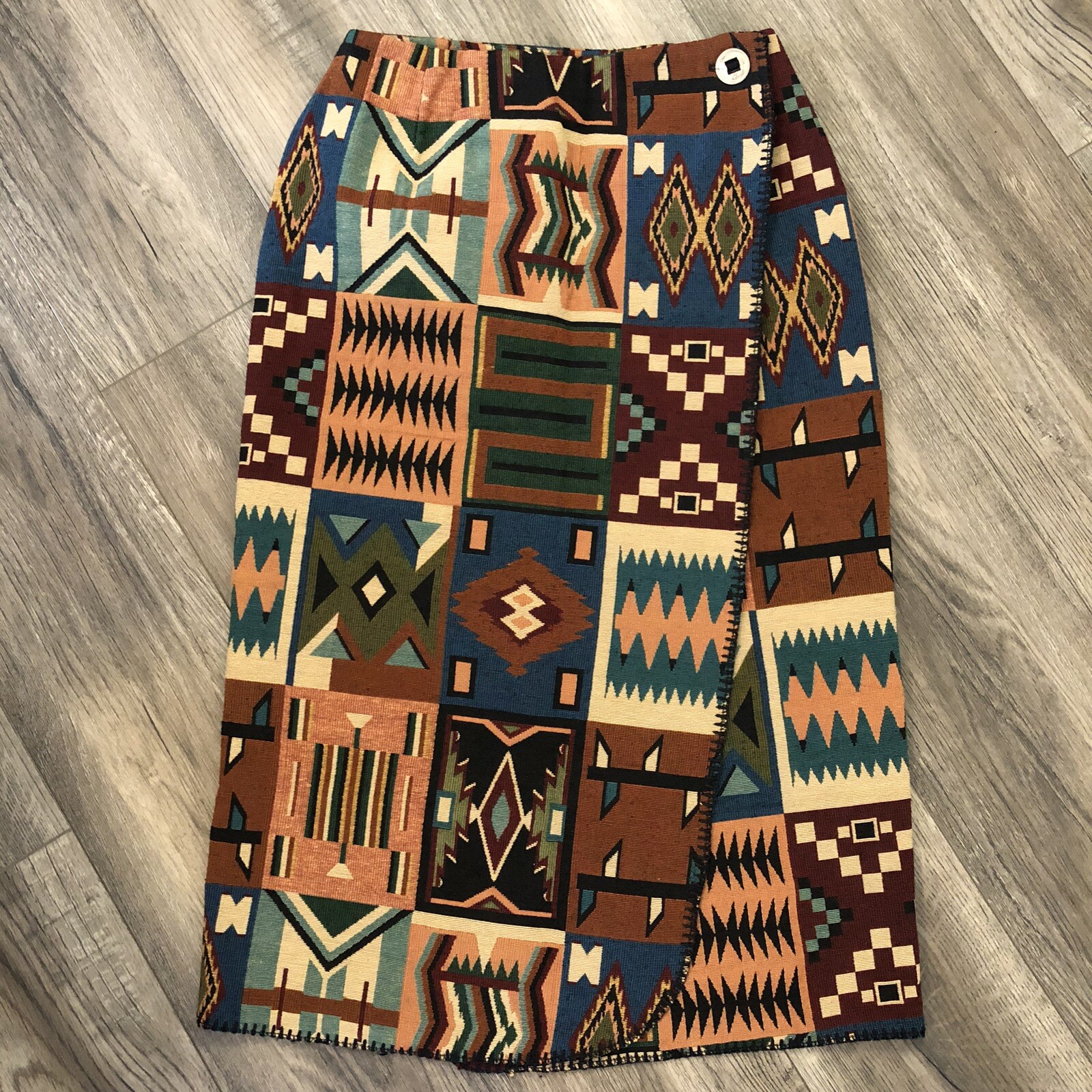 Vintage Millers Harness Kenny Rogers Western Aztec Tapestry Wrap Skirt Sz S NWOT