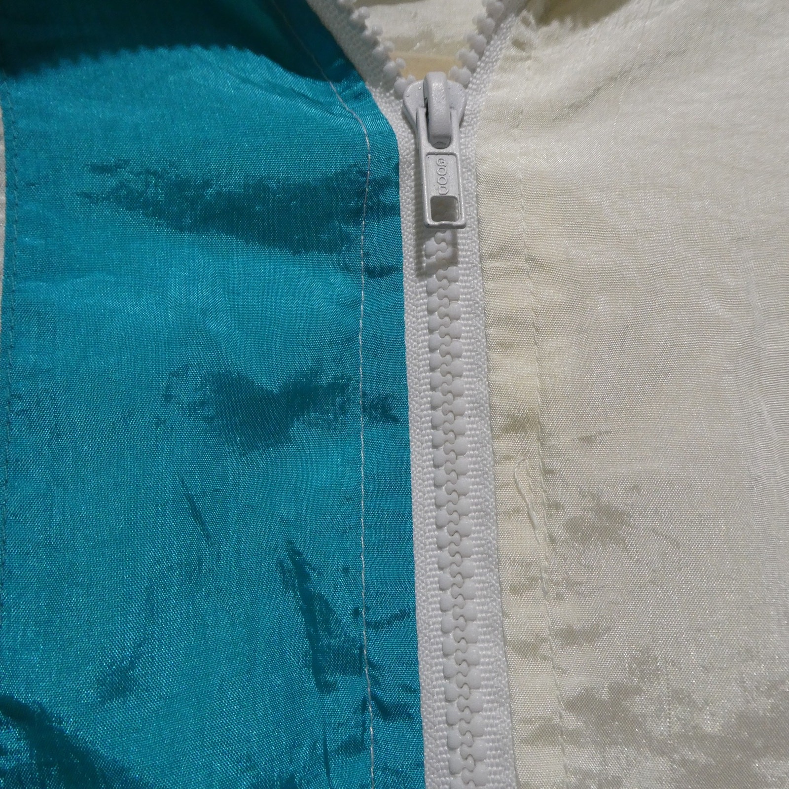 Traxton Windbreaker Jacket Womens Small Teal White 90s Vintage Colorblock Zip Up