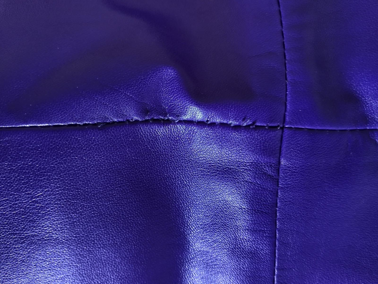 1980s Purple Leather Coat Jacket Made in Italy Size 6 Gold Buttons Prince Style