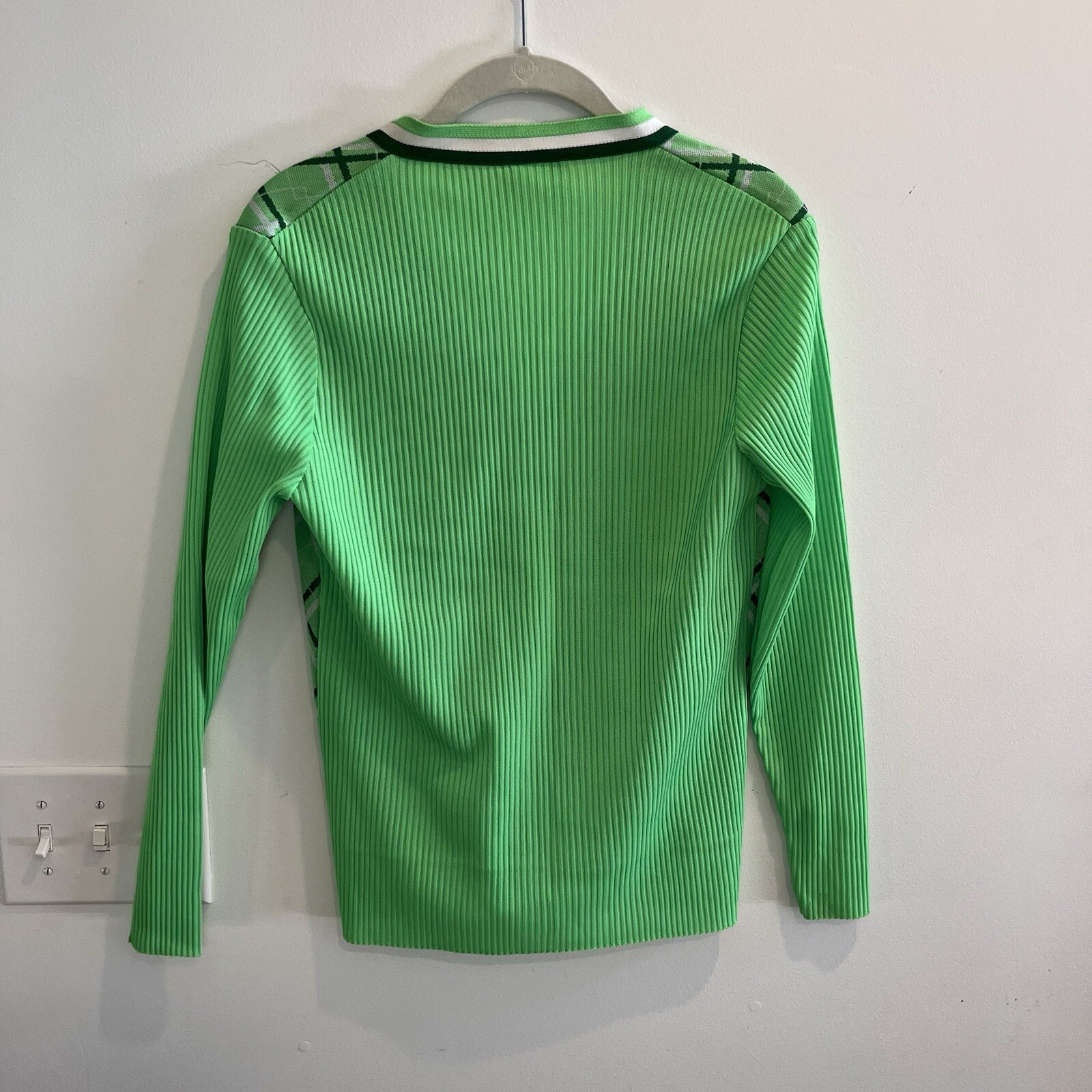 Vtg 60s 70s Green Argyle Cardigan Knit Check 5-6 Women’s Aspirations Preppy Flaw