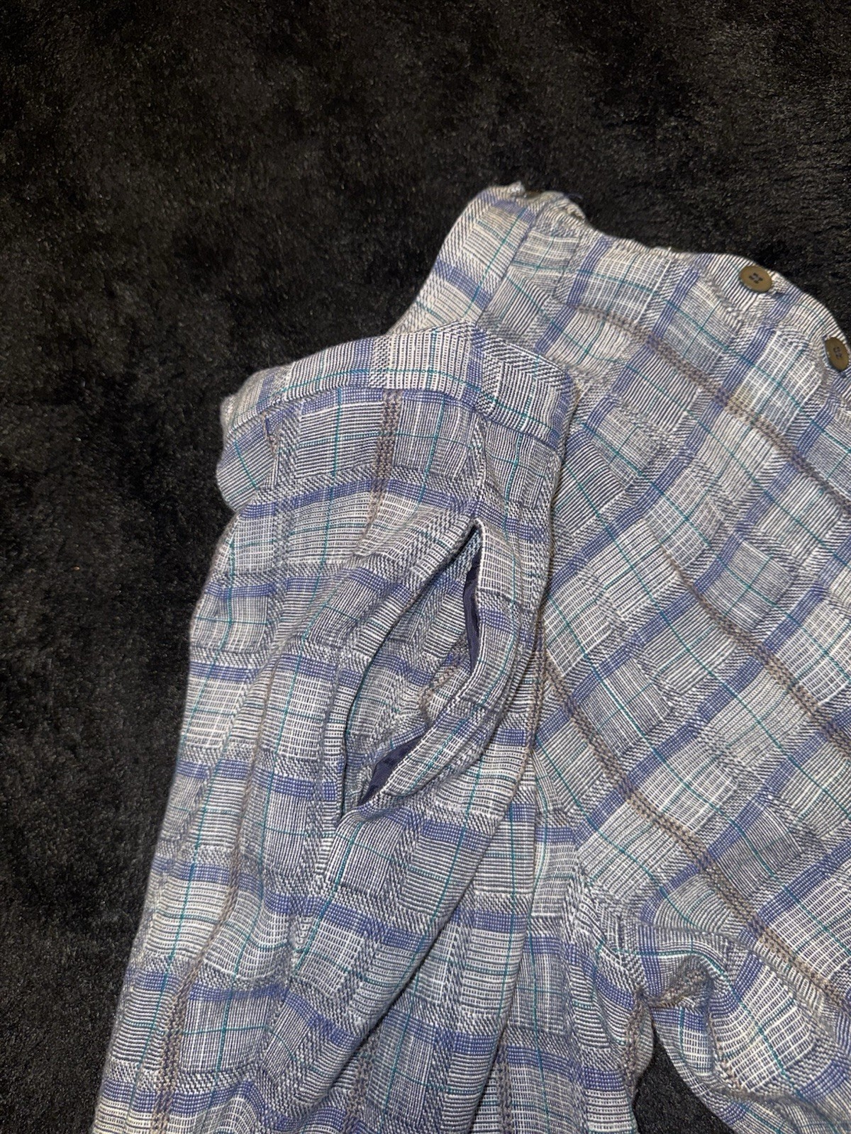 Vintage David Brooks Plaid High Waist Pants Sz 10 Side Button Pockets Ruffle Hem