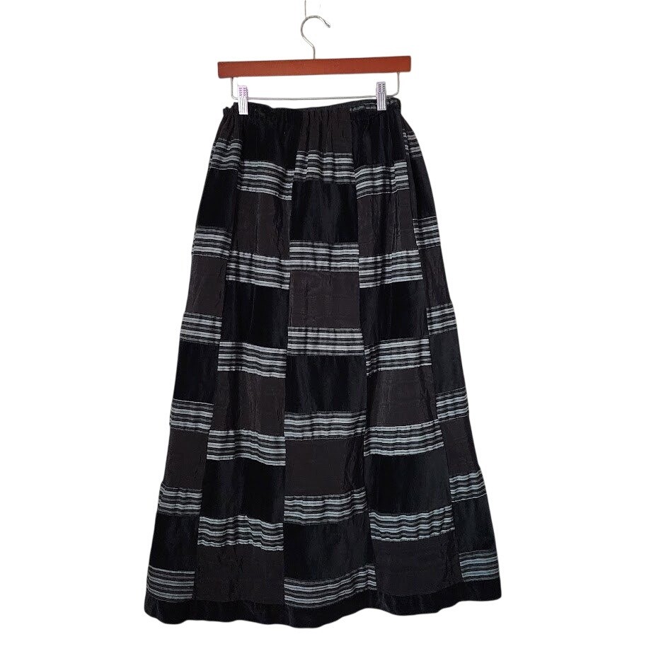 MR. HANK VINTAGE 70s patchwork maxi skirt dark moody whimsygoth black grey