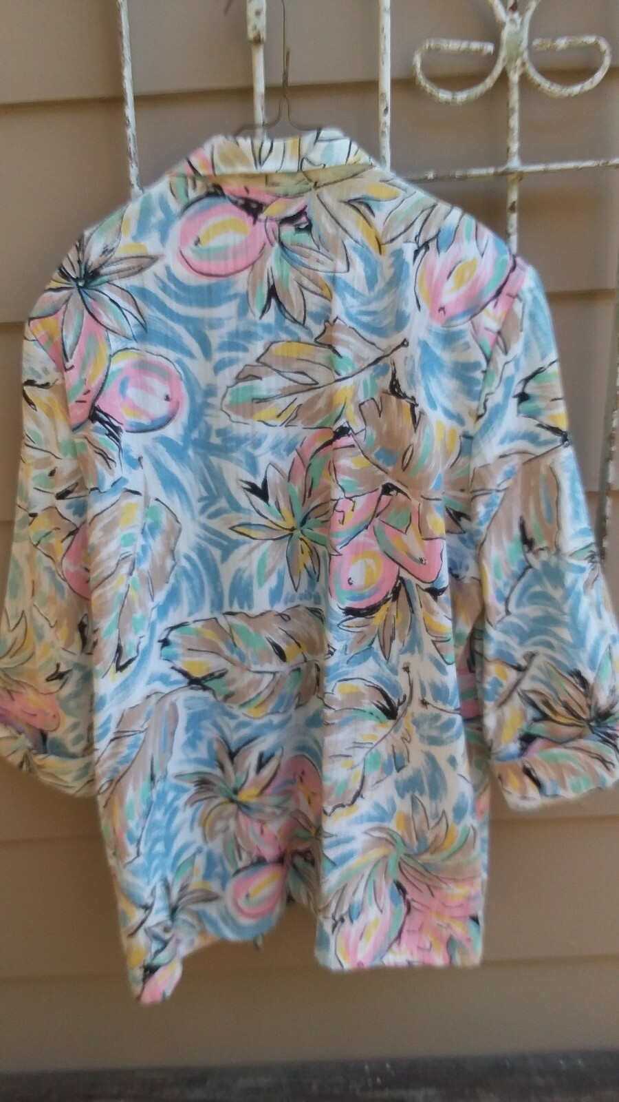 Vintage 80s womens jacket spring multicolor floral 3/4 sleeves by Act III