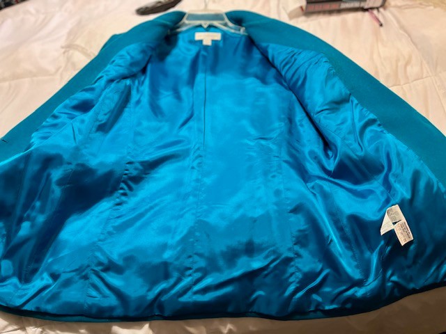Vintage Stylish Liz Claiborne Blazer Sz 12 Blue Heavy Wool Mint Nostalgic