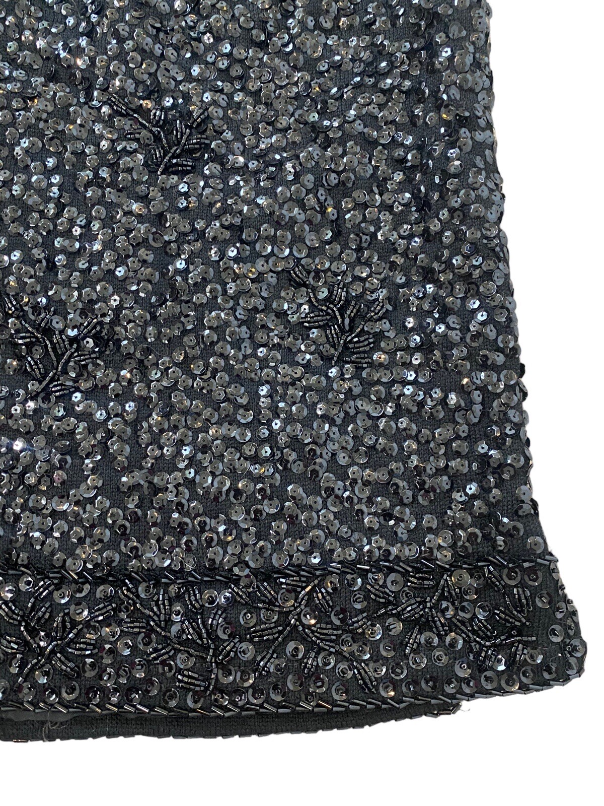 Vintage MCM Black Beaded & Sequins Sweater Tank Top London Shop 50s 60s Med.