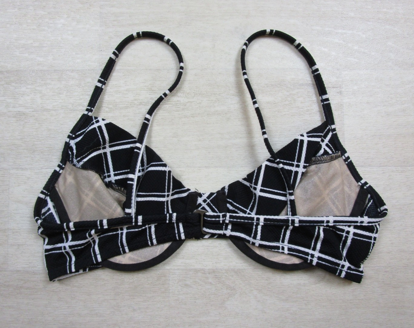 Vintage 90s Underwire Swimsuit Top (10) Low Cut Lightly Lined Textured