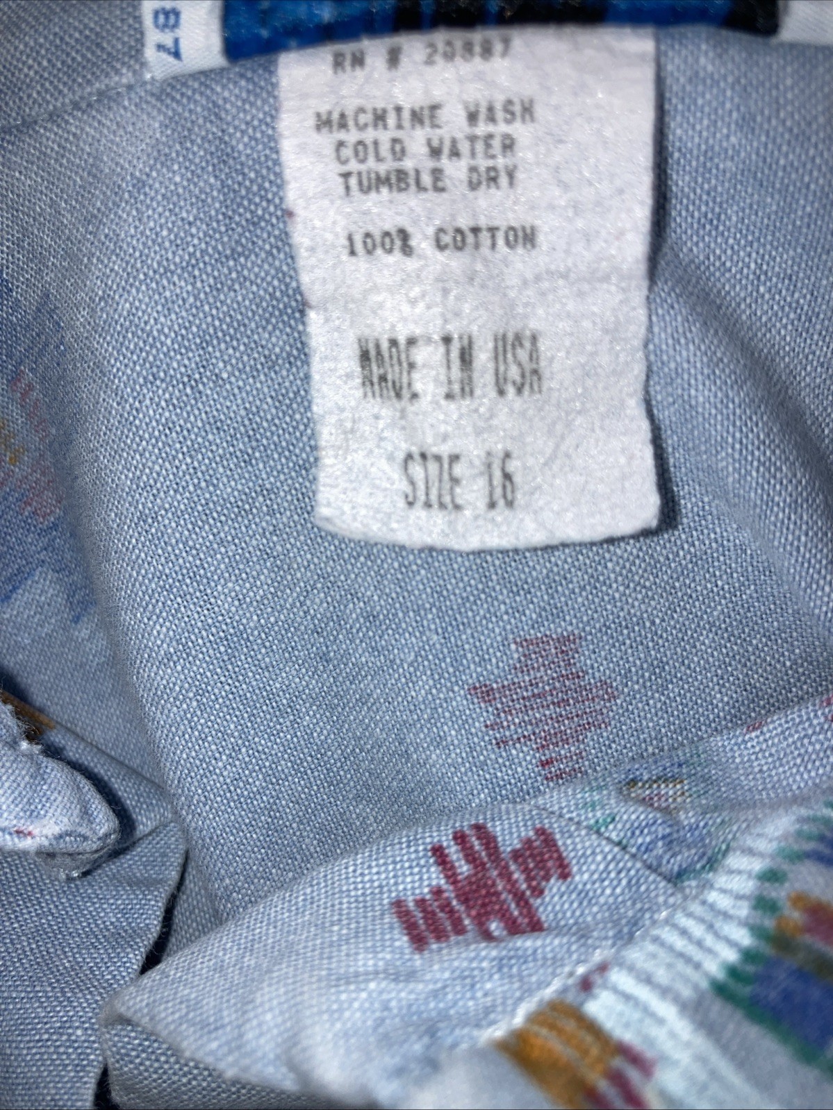 Vintage 90s Lady Diplomat Size 16 Blue Southwest Short Sleeve FAIR