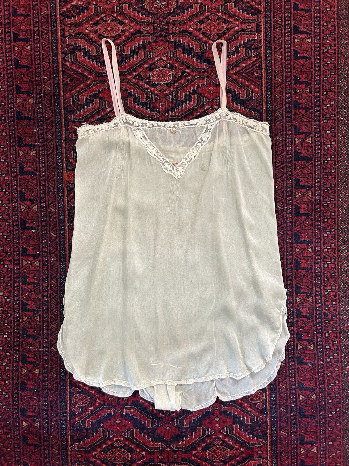 Sea-foam Green 1920’s Silk Teddy / Step-in. Antique Lingerie.