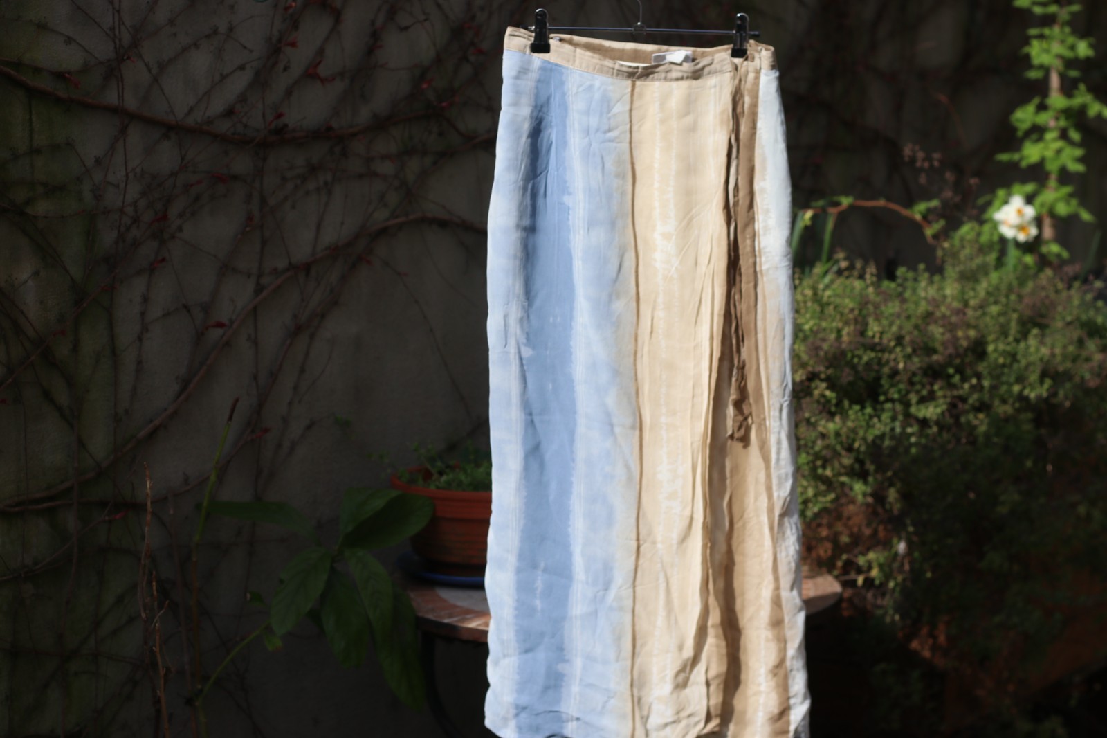 Vintage Gerry Weber Maxi Skirt Blue Beige Tie Dye Pattern Size S-M Summer Boho
