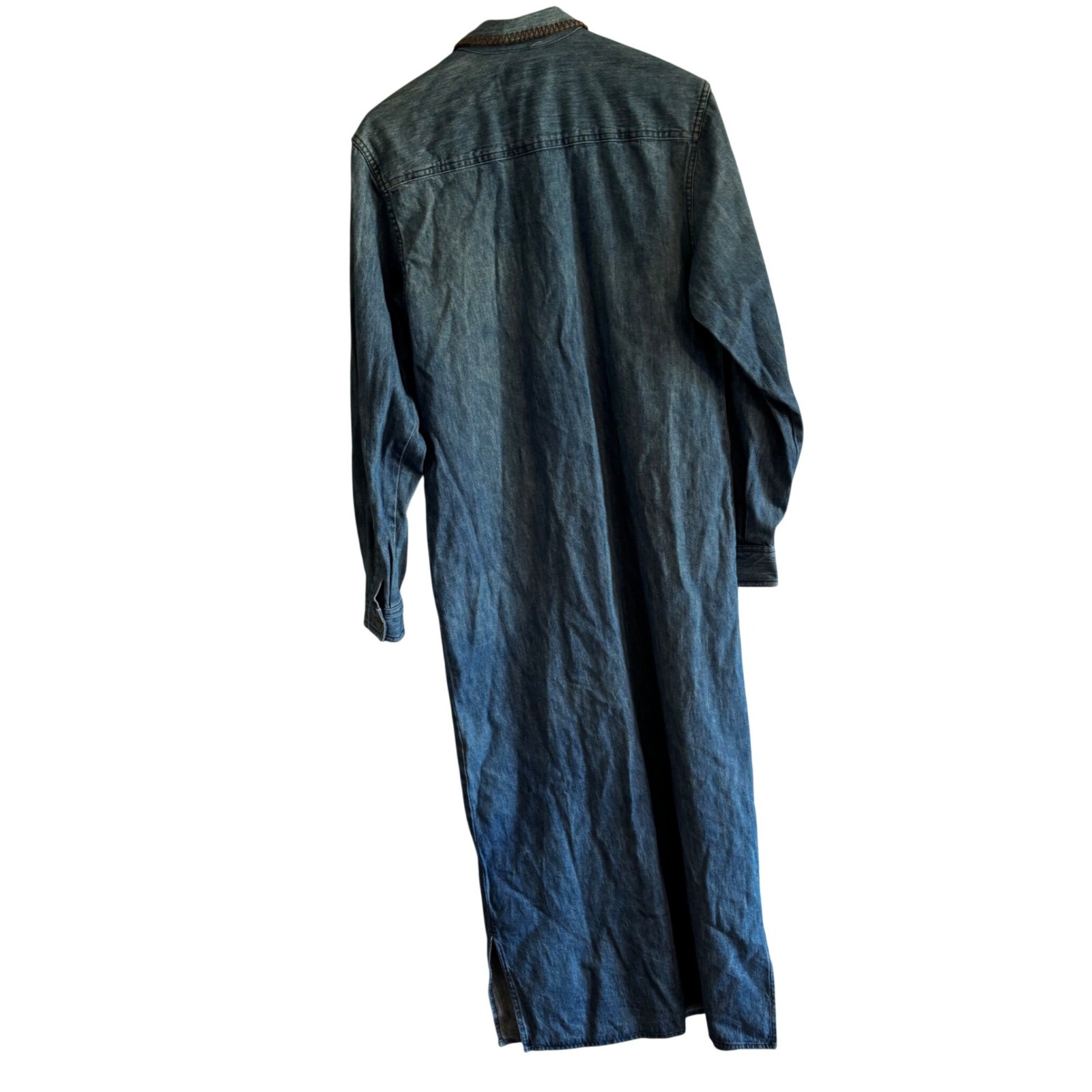 Vtg Saddle Club Denim Maxi Shirt Dress Sz 6 Blue Whipstitch Western Country Boho