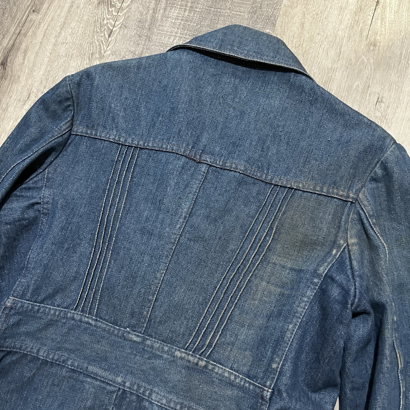 VTG Woodman 1970s Denim Western Blazer Jacket Hippie 2 Button 3 Pocket Boho S
