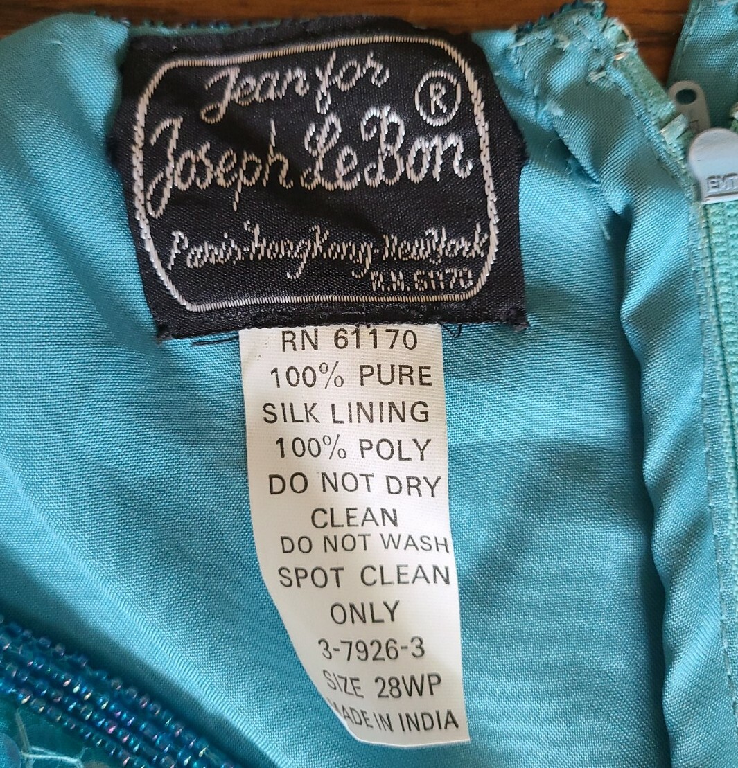 Vintage Jean for Joseph Le Bon Turquoise Sequins Dress Womans Size 28WP