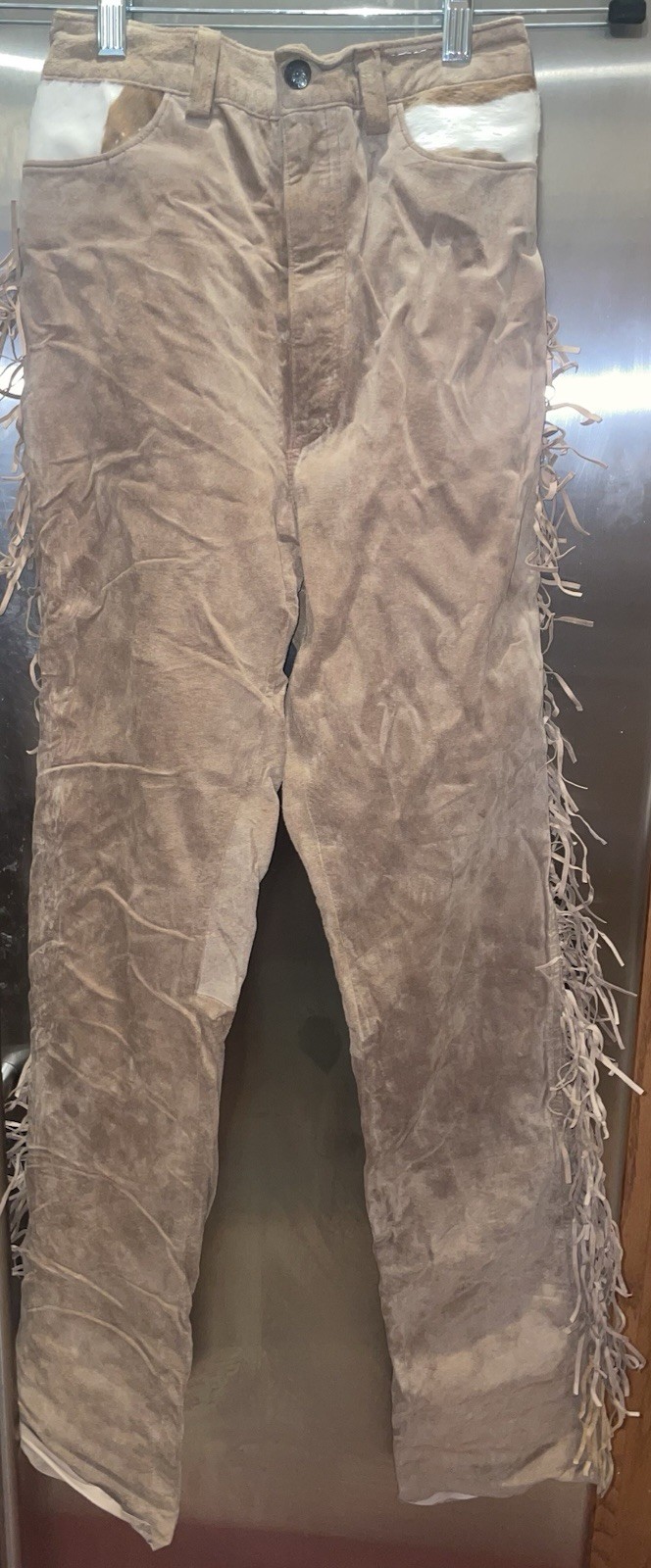 Vintage 80’s 90’s Patricia Wolf Leather Suede Fringe Pants Womens Western Wear