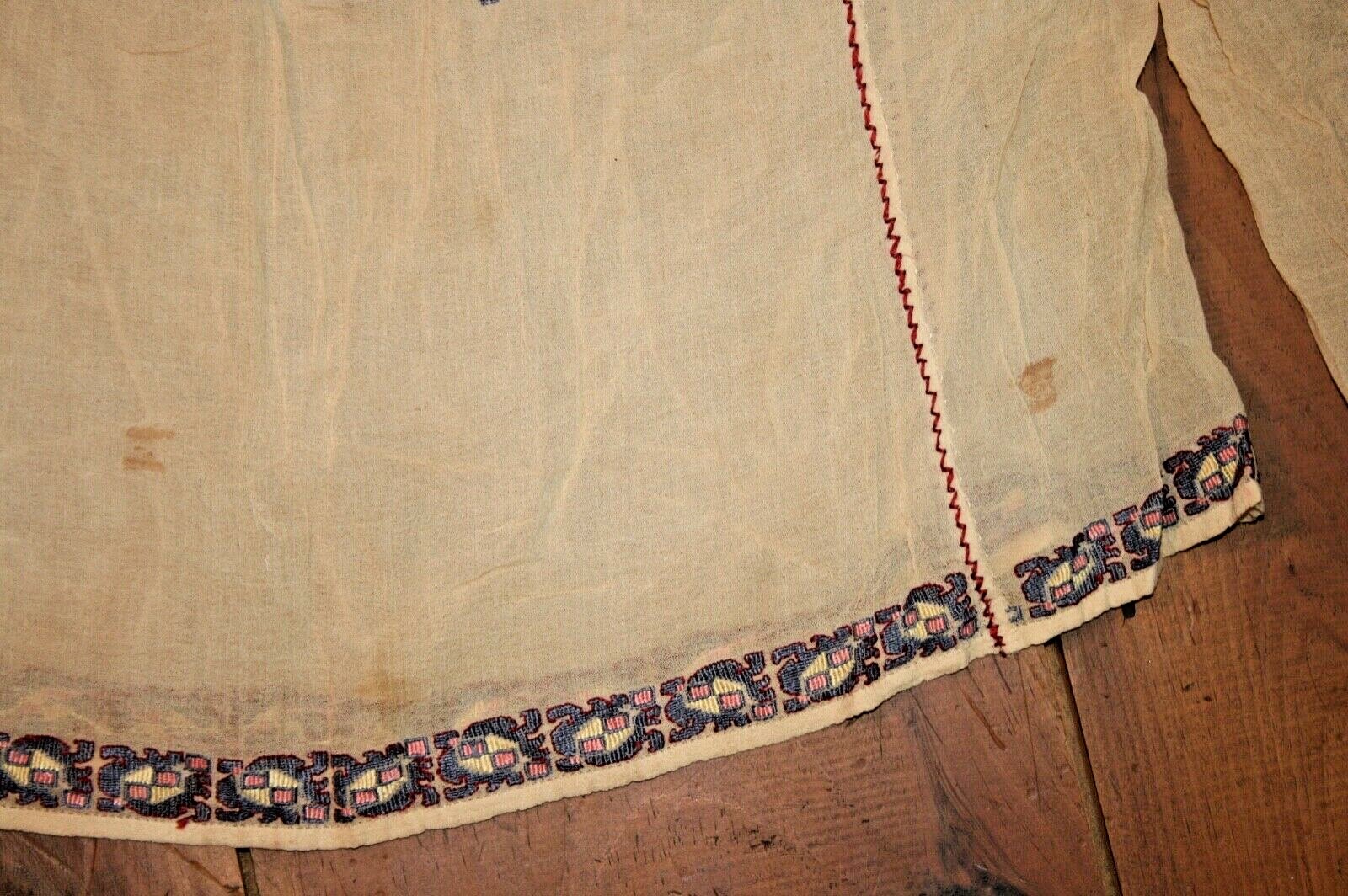 Vtg Silk Embroidered Hungarian Romanian Chiffon Gauze Sheer Peasant Blouse Boho