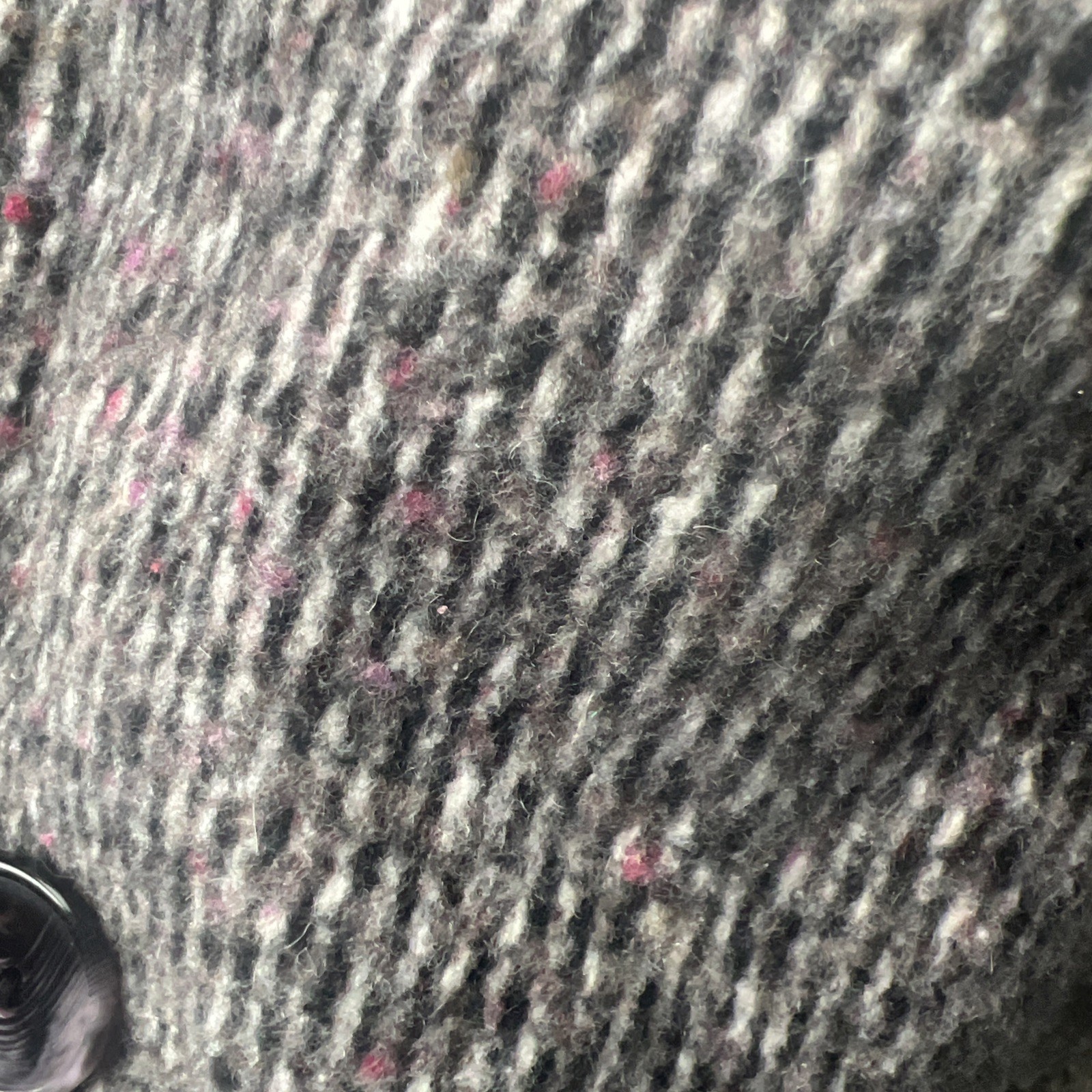Vintage Herringbone Tweed Wool Blend Coat NY girl Gray White Union Made USA
