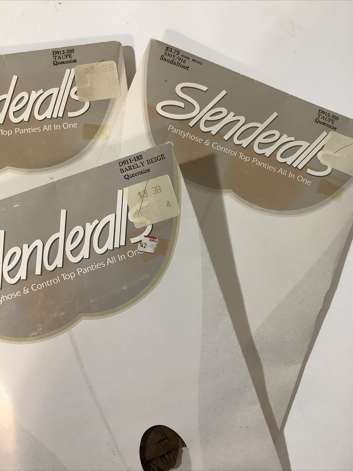Slenderalls Underalls Pantyhose Sandalfoot Lot Of 3 ~ 2- Taupe 1 Beige Queen NOS