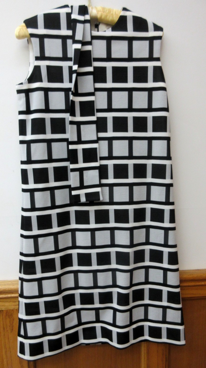 Mod Black / White Checkered Dress 60’s Polyester Nardi’s Of Dallas Union Made
