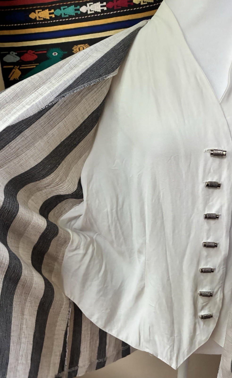 Vintage 90s Striped Jacket Attached Blouse Size L XL Lightweight Career USA