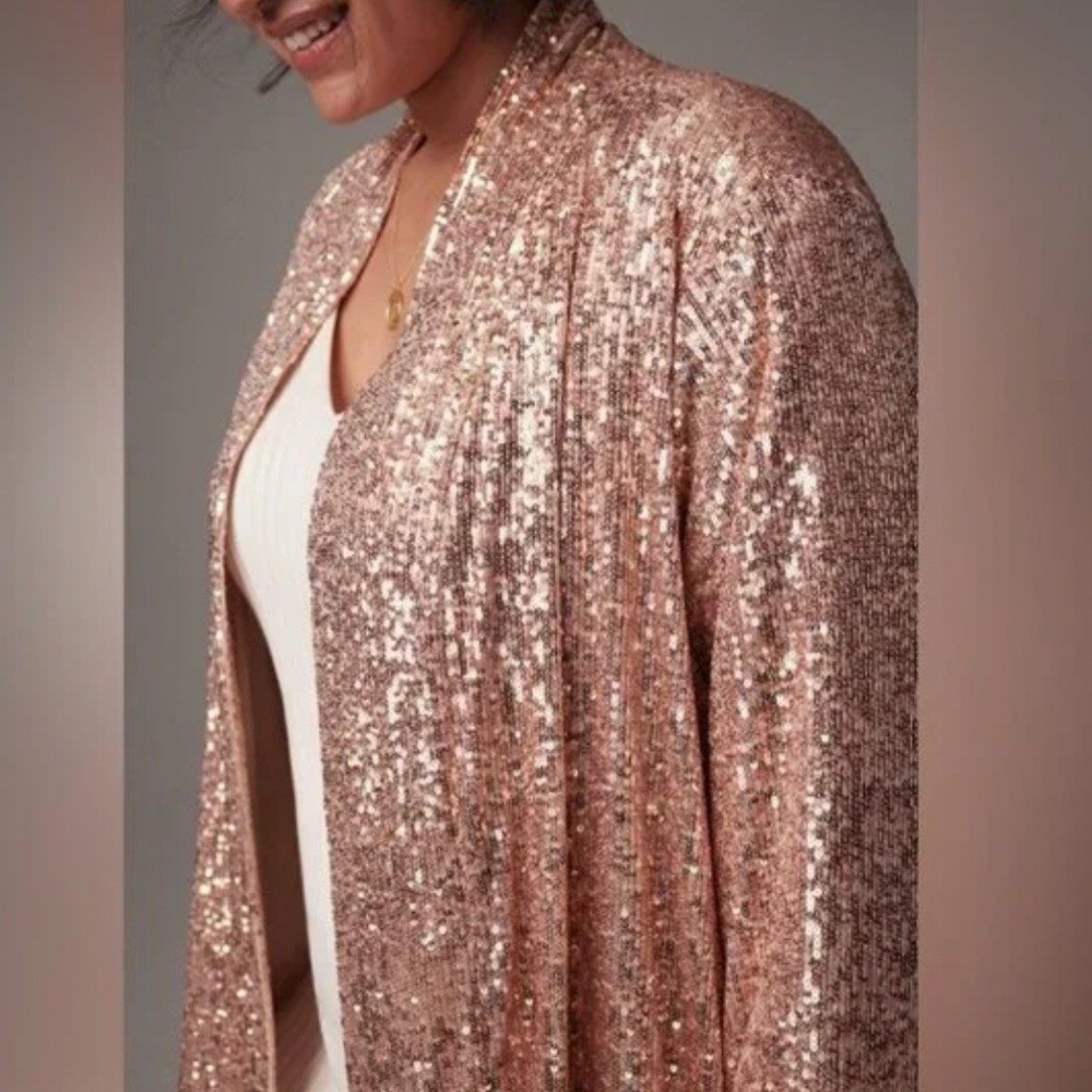 NWT Anthropologie x BB DAKOTA Sequin Duster Party Boho Festival Size XS Petite