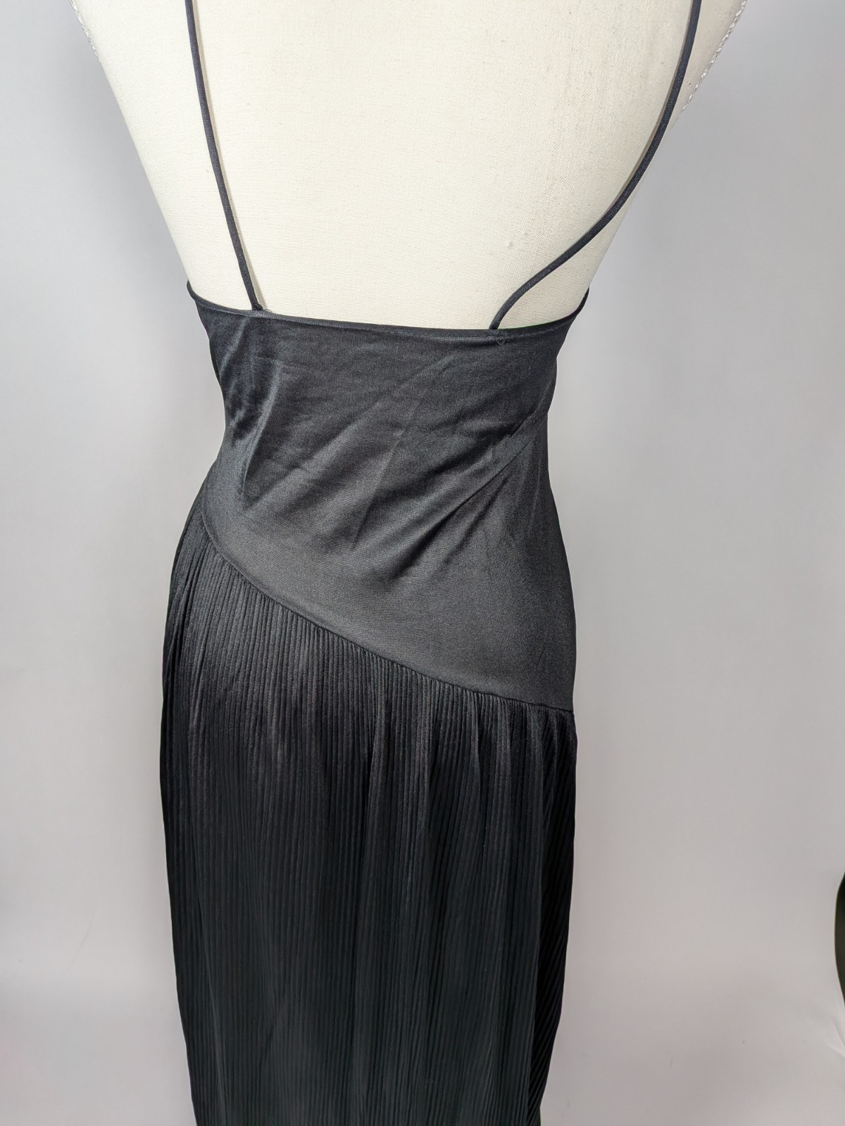VTG 70s Aristocraft Black Lace Pleated Maxi Slip Dress Nightgown Whimsigoth Smal