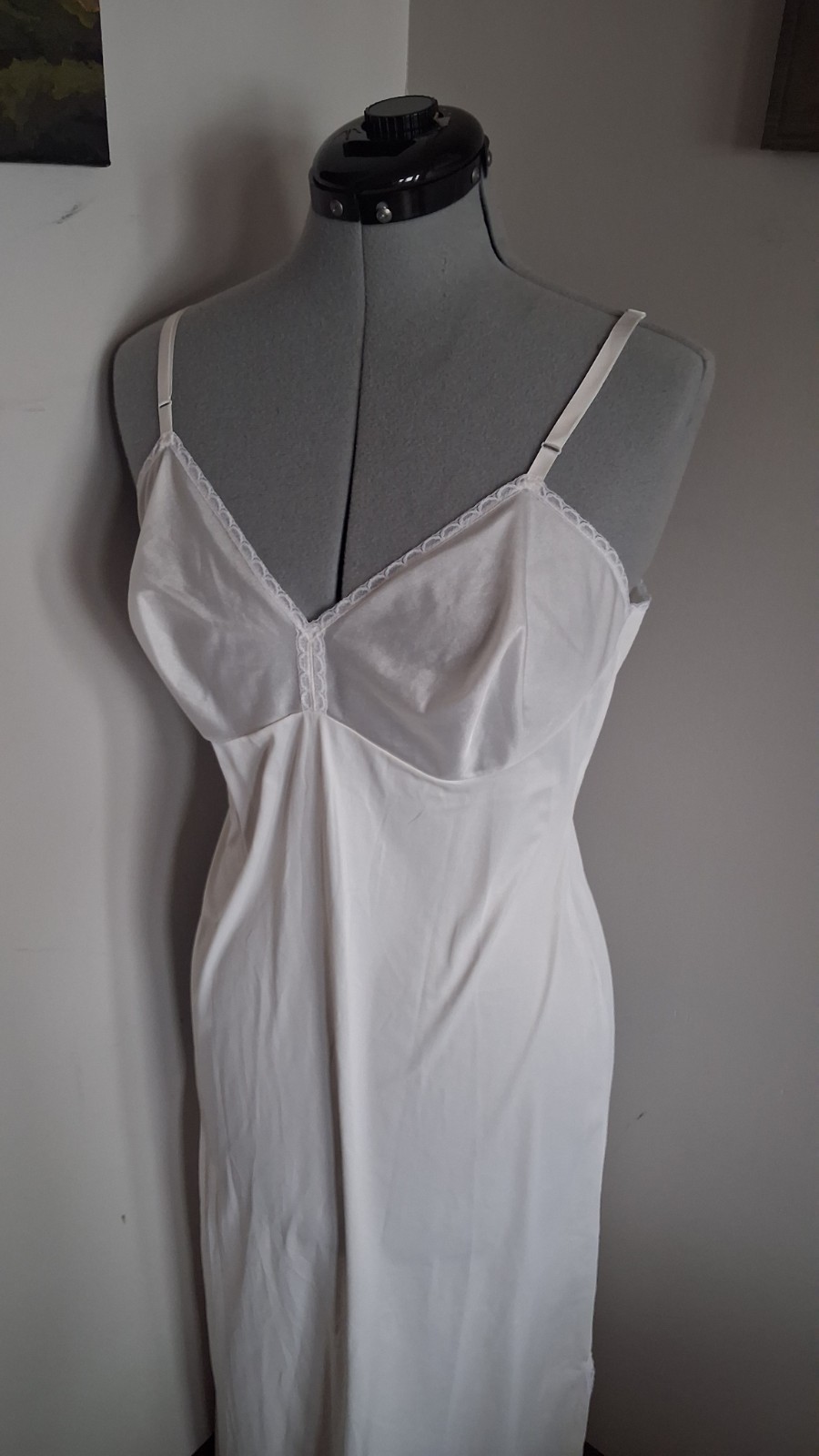 Vintage 1950s White Slip, Vintage Long White Maxi lace Gaymode JC Penney