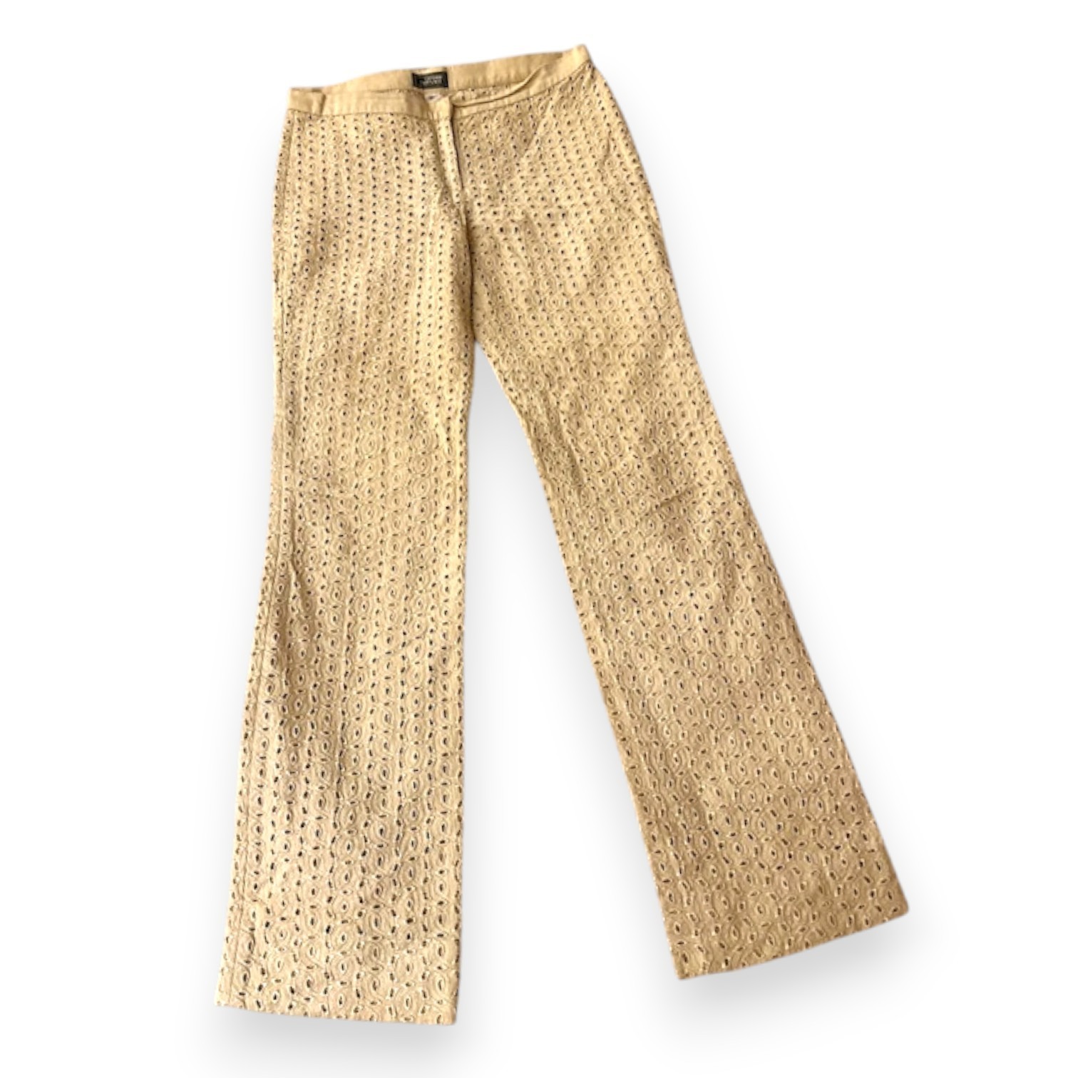 Gianni Versace Vintage Couture Ecru Unlined Lace Eyelet Pants Made in Italy Rare