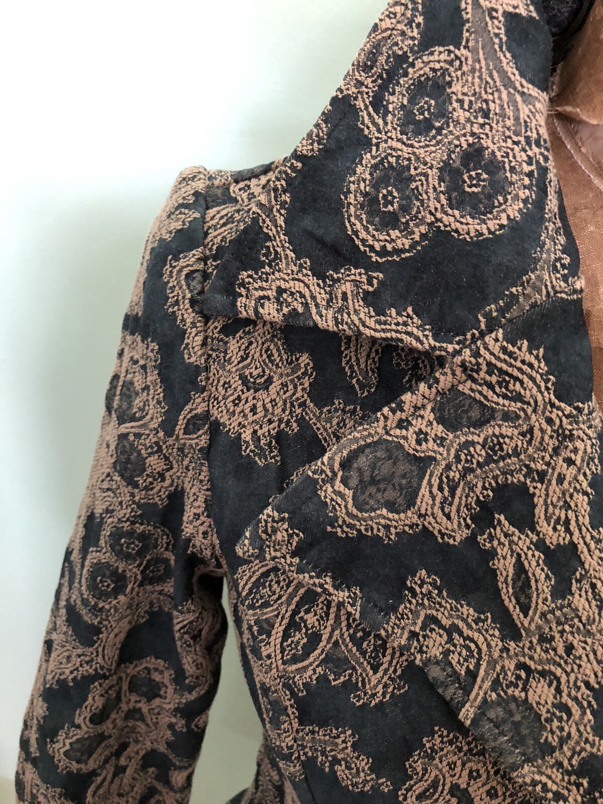VTG. DOKI-GEKI WOMENS JACKET GRAY BEIGE PAISLEY STRETCHY SIZE S