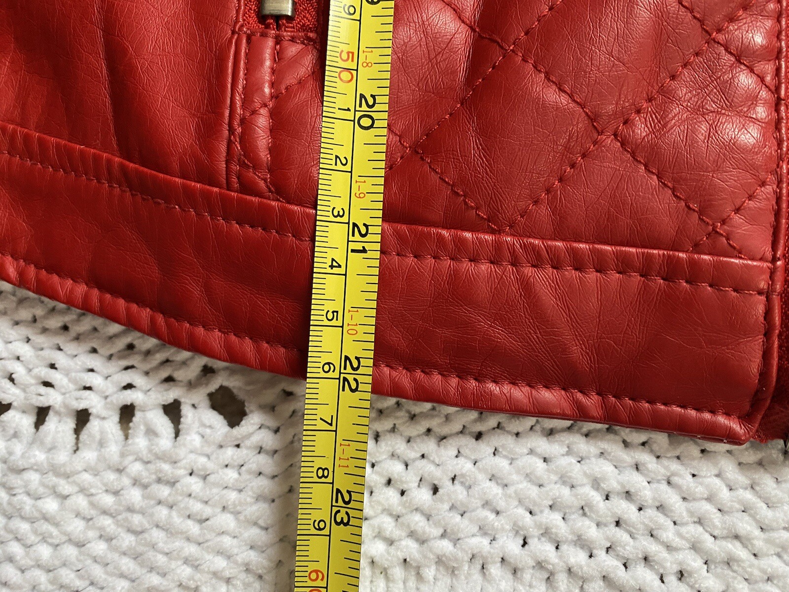 VTG ROUTE 66 Y2K Red Faux Leather PU Biker Retro Moto Jacket Thriller Women M