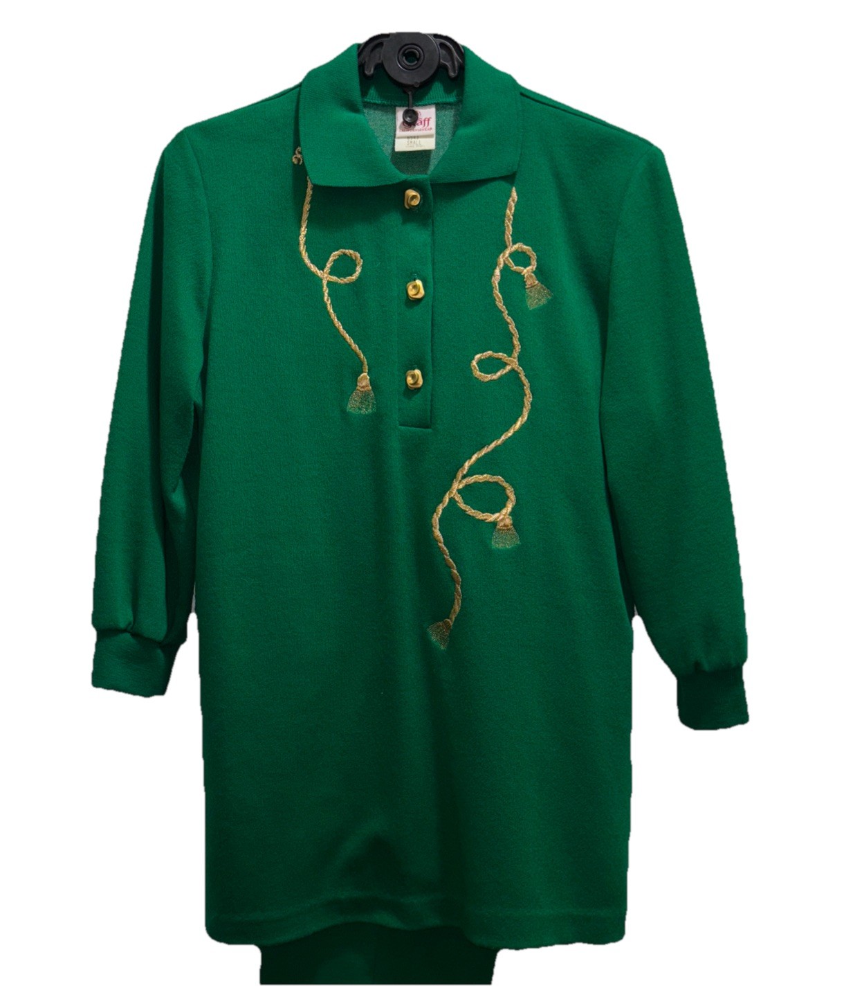 Vintage California Wear Green & Gold Matching Christmas Outfit Size 8- Made USA