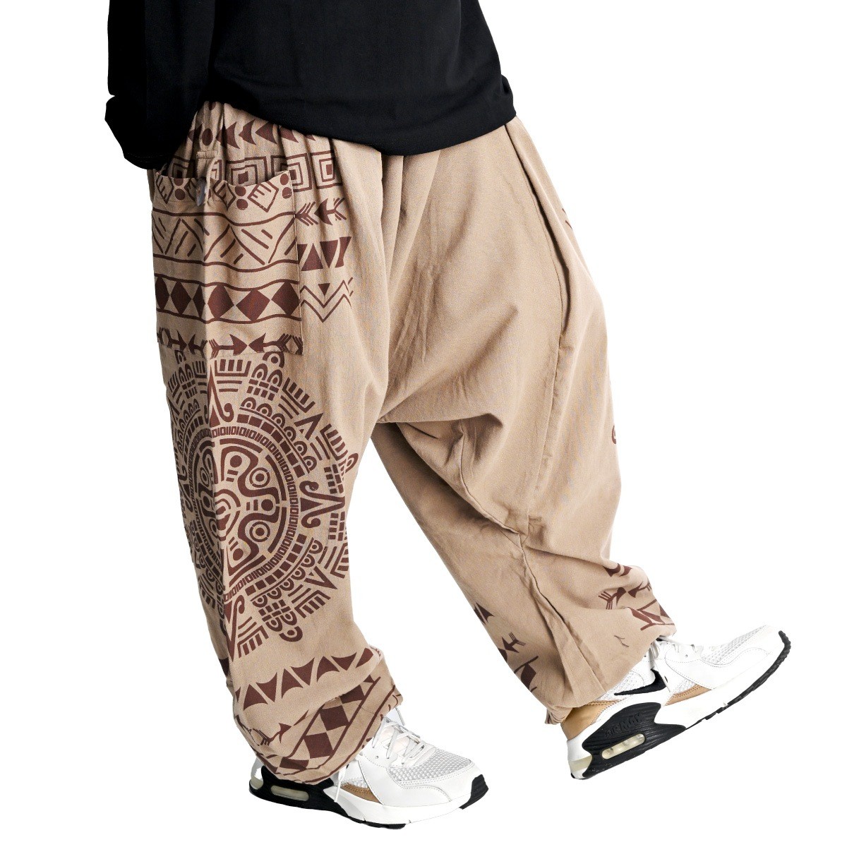 Ethnic Pattern Cargo Sarouel Pants Unisex Aladdin Harem Pants