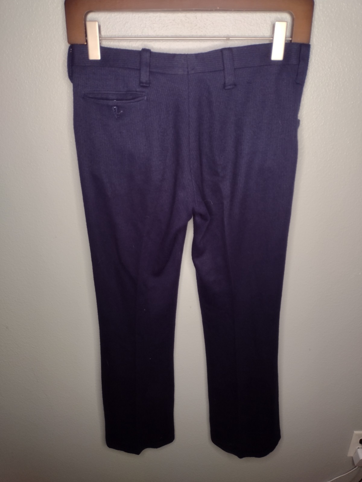 Vtg Male Slacks Jeans Mens Pants Navy Ribbed Boot Flare Retro A17