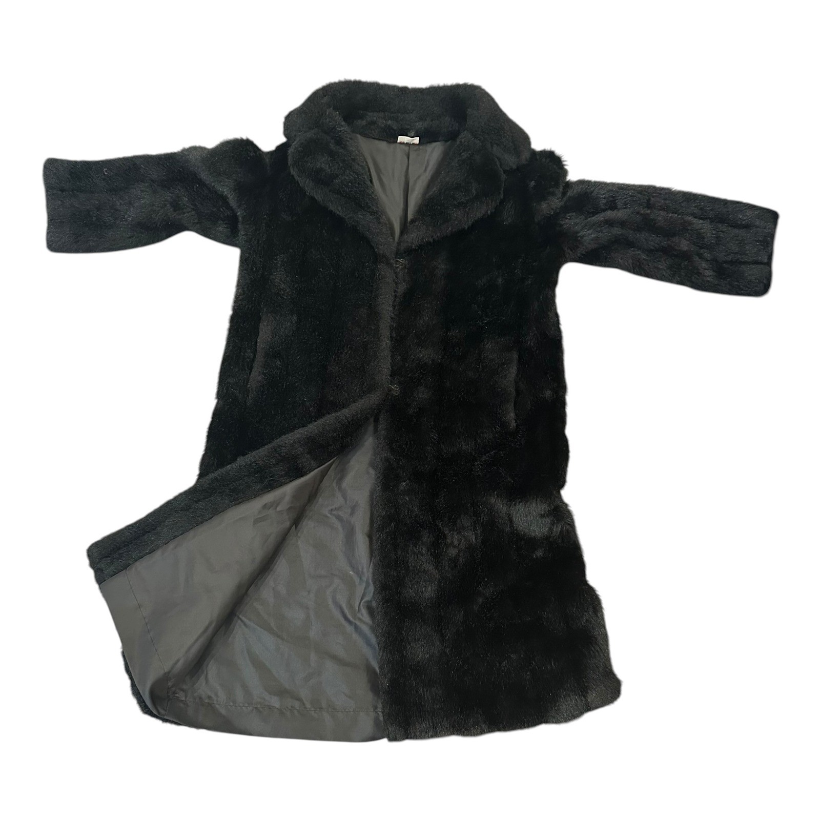 Vintage 80s FRANCESCA Faux Mink Fur Coat Full Length Mob Wife Glam Brown US 10