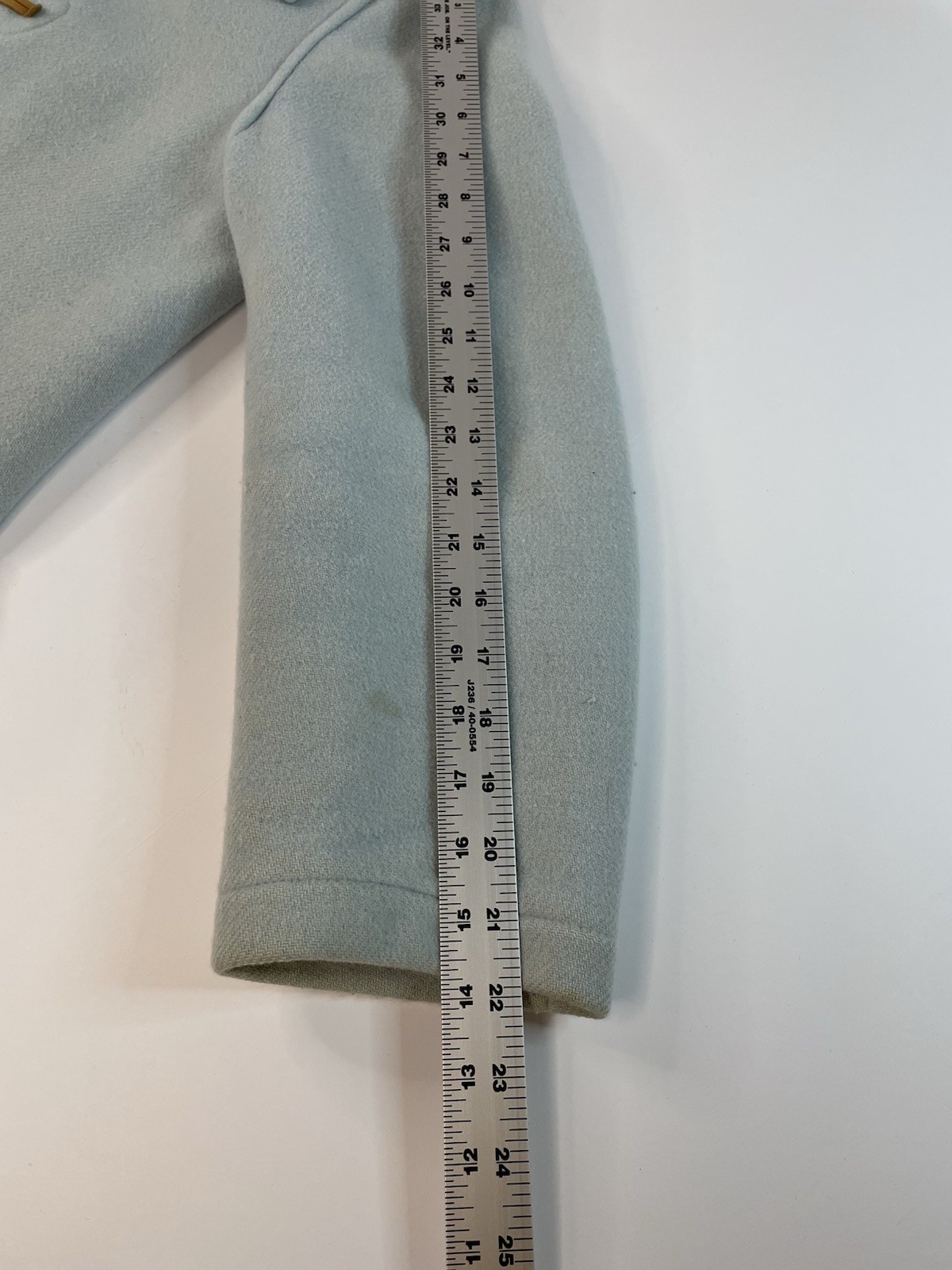 Vintage Gloverall Powder Blue Wool Duffle Coat Womens Sz 8 Hooded Toggle FLAWS