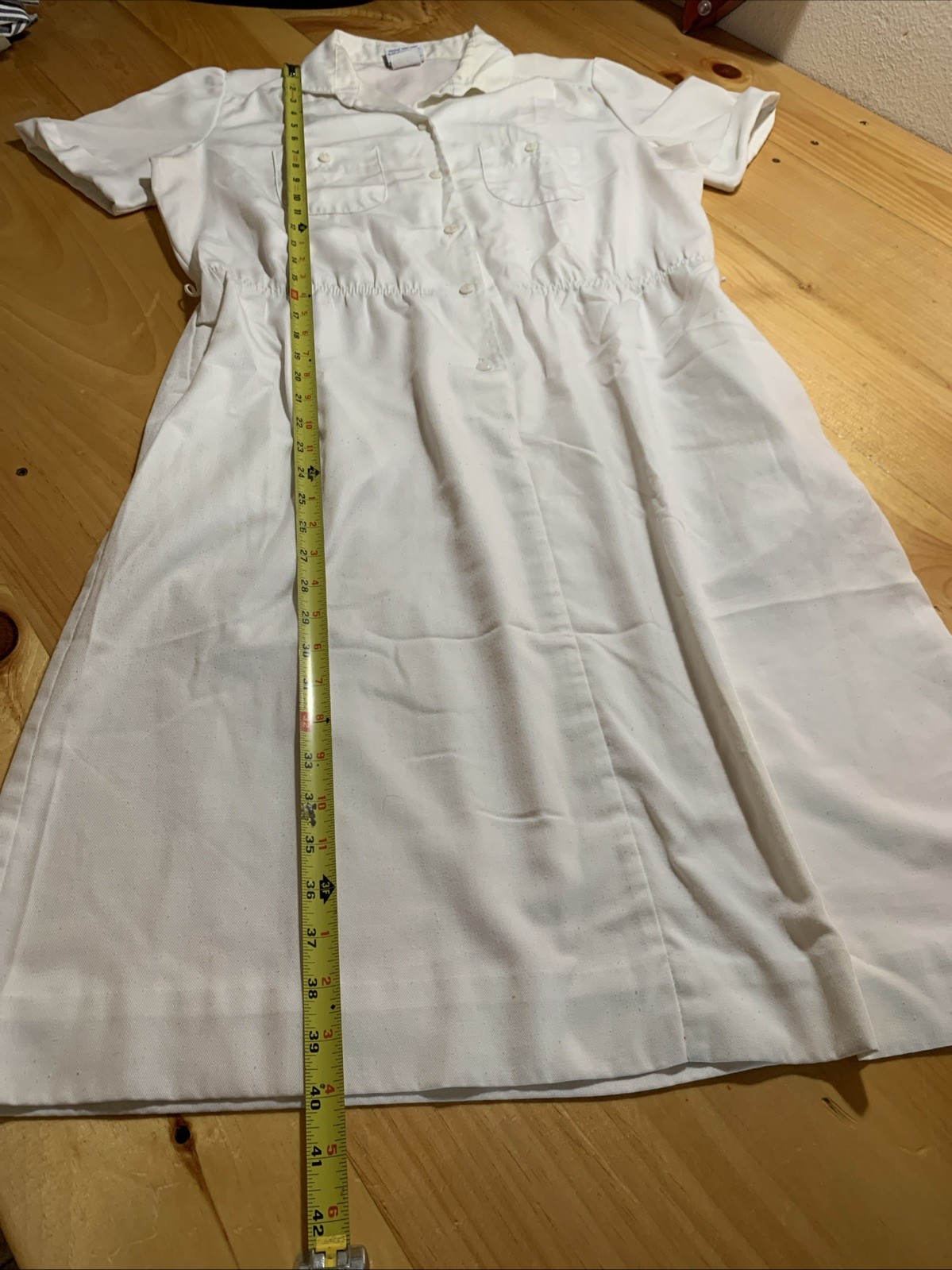 Women’s Vintage 1960s Nurse Shirt waisted White Swan Uniform Dress Halloween