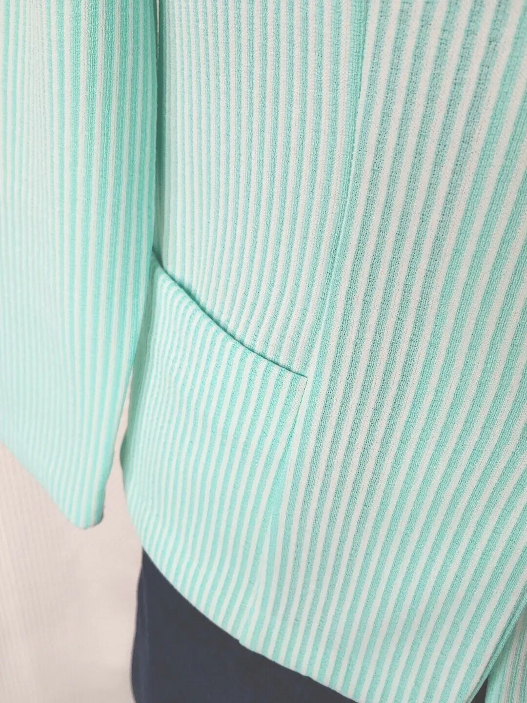 Vintage Unbranded Mint Green & White Striped Unlined Jacket Size 10