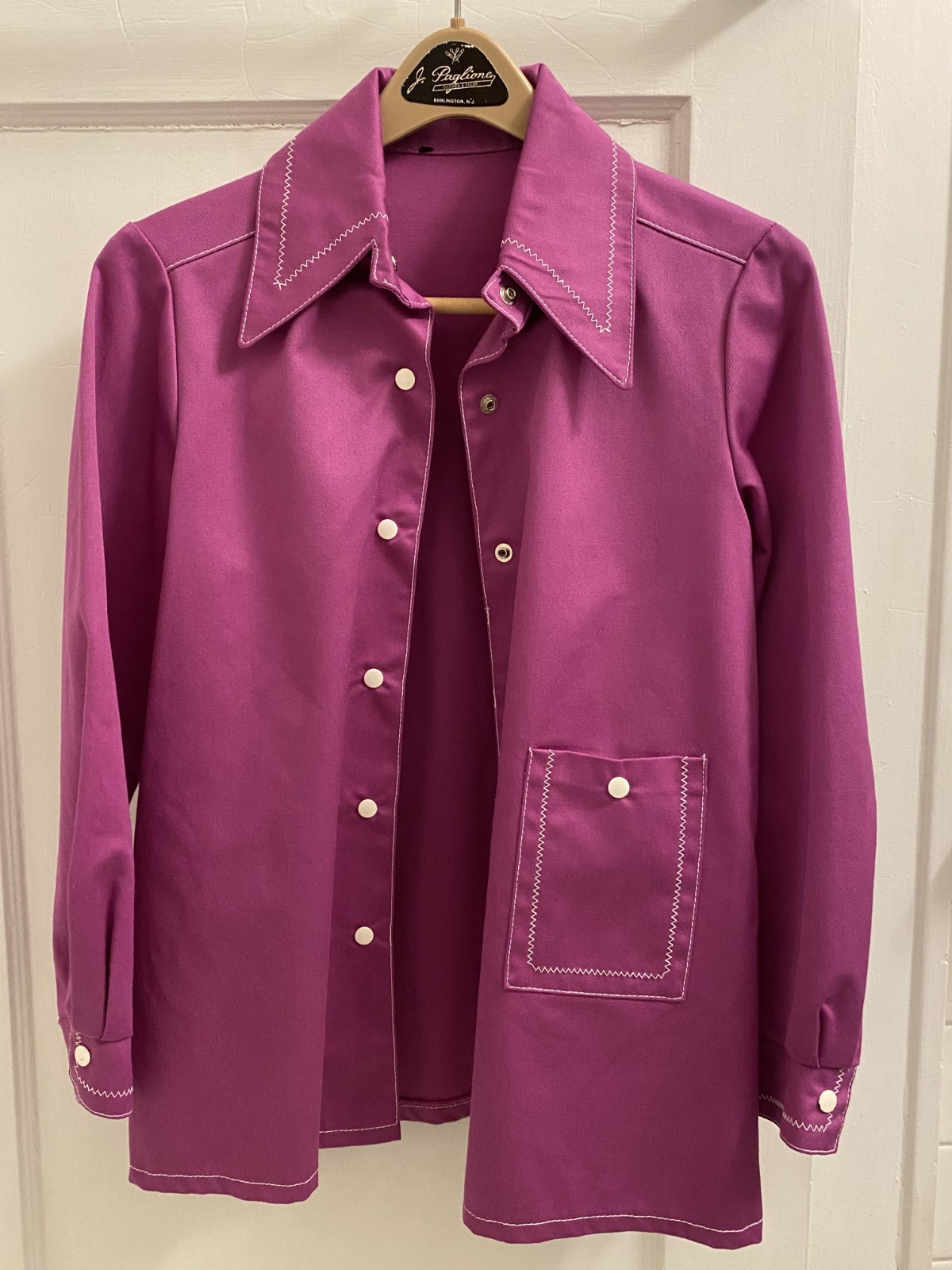 VTG 1970’s Purple Denim Chore Jacket with Zigzag stitching Size M
