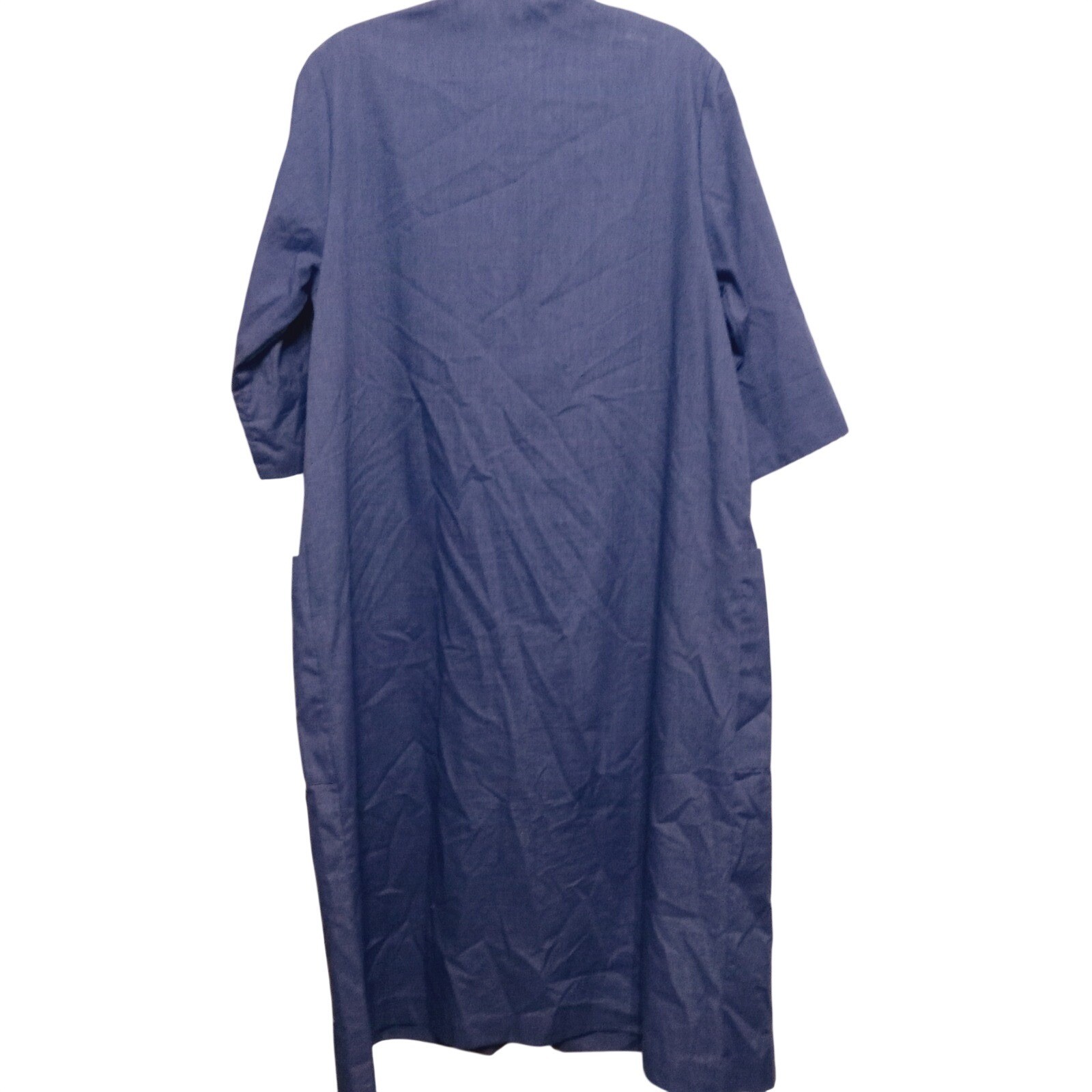 Models Coat Vintage Blue Chambray House Dress Snap Closure Robe Duster Size 12