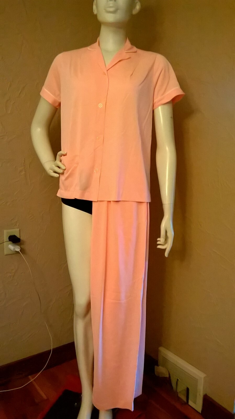 VTG 50’s Lorraine Lingerie Peach Trimmed in White S/S „I Love LUCY” PJ Set 36